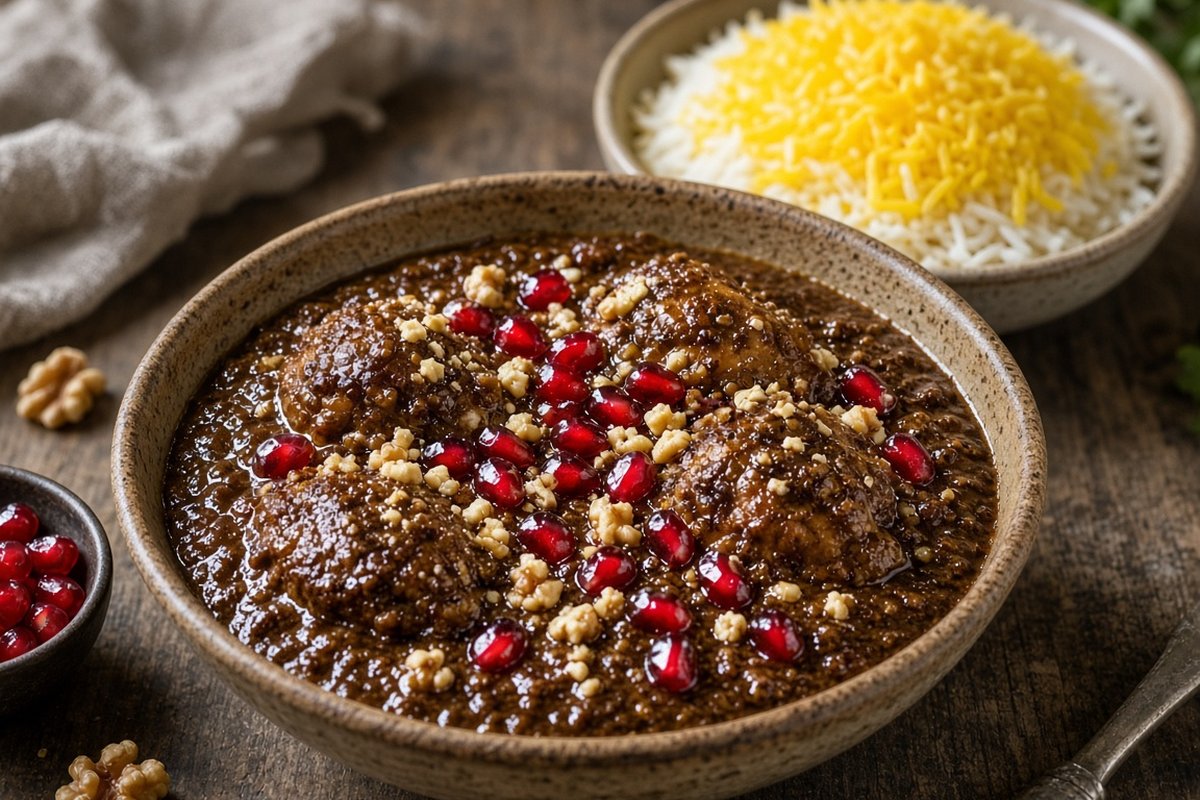 Fesenjan (walnut and pomegranate chicken stew)
