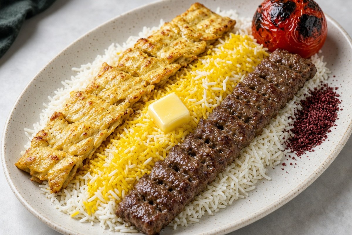 Kabab Soltani (barg and koobideh combination)